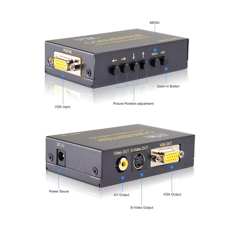 eKL محول eKL من VGA إلى AV صندوق محول إدخال VGA مركب RCA S-فيديو مخرج VGA كمبيوتر PC لابتوب إلى تلفاز عرض موصل بروجيكتور - Image 4